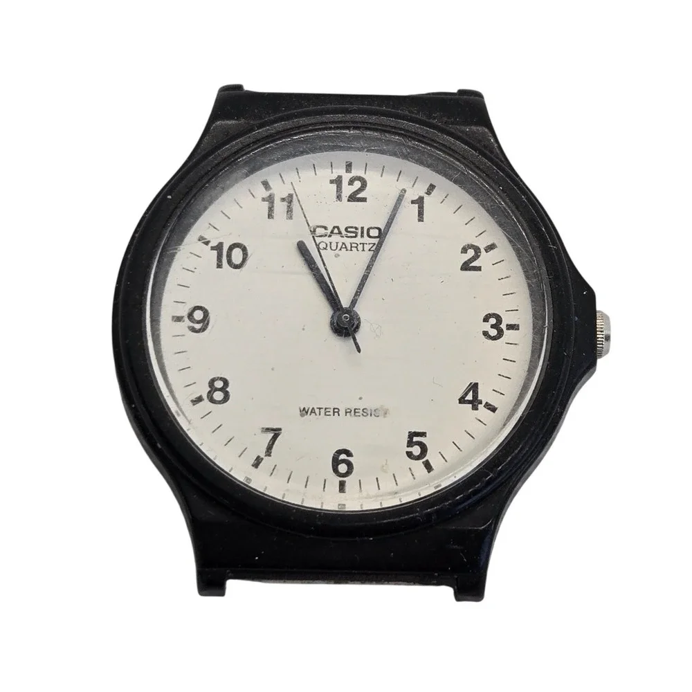 Casio MQ-24 Mens Watch Head Black Resin White Dial Quartz Vintage 705 No Band